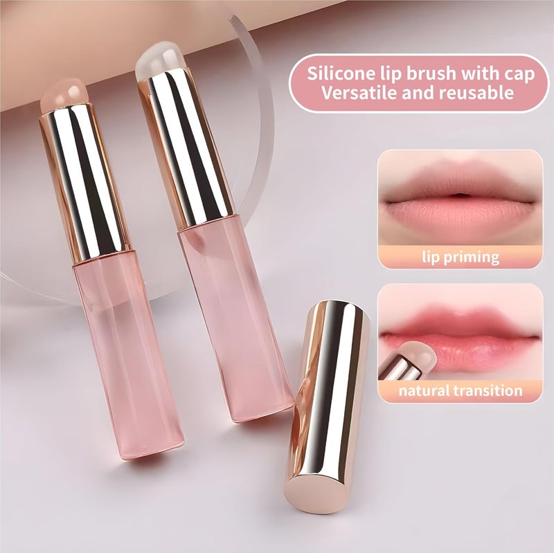 LeMeeOly 2pcs Silicone Lip Brush, Suitable for Even Application of Lipstick Lip Balm Lip Gloss, Soft Silicone Material, Hygienic, Convenient and Easy to Clean, Enhances Lip Care (Prink) - Image 2
